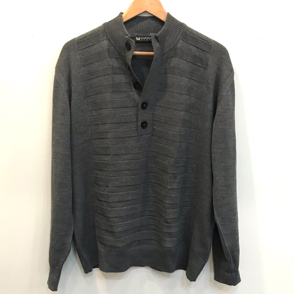Marcello Sport Merino Wool Blend Grey Sweater (M)